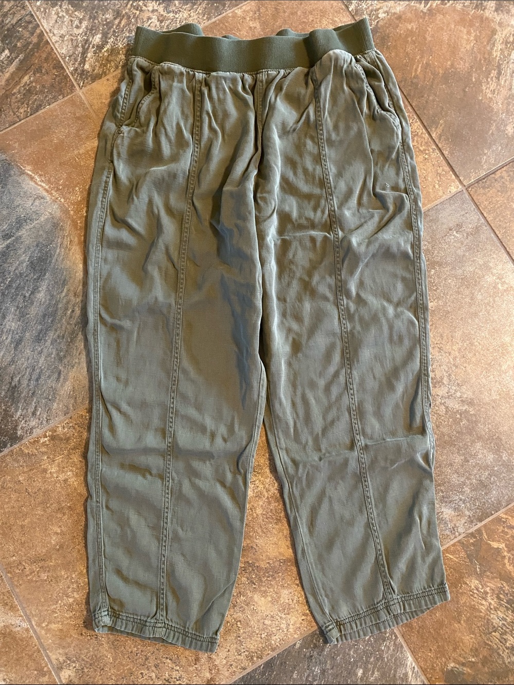 Sonoma Olive Green Elastic-Waist Joggers